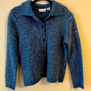 Croft & Barrow Blue Textured Knit Cardigan